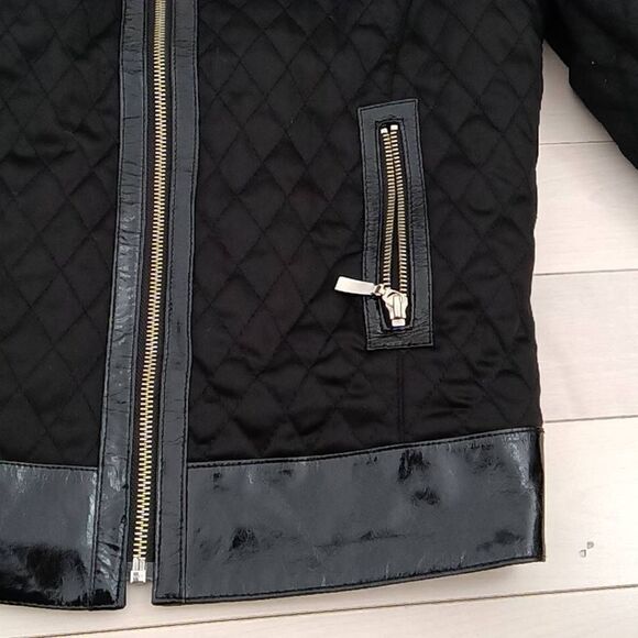 Cache Women's Quilted Leather Full Zipper Jacket Black Size 4 - Picture 4 of 6